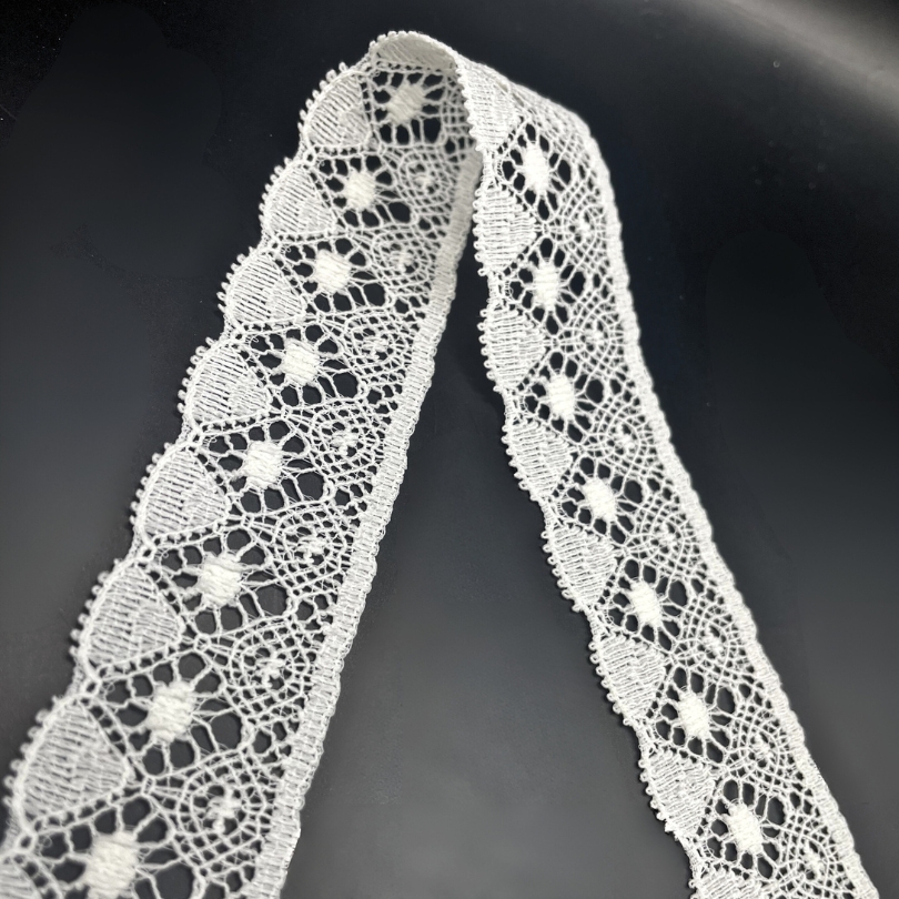 Nylon Fine Crochet Look Lace Trim - White