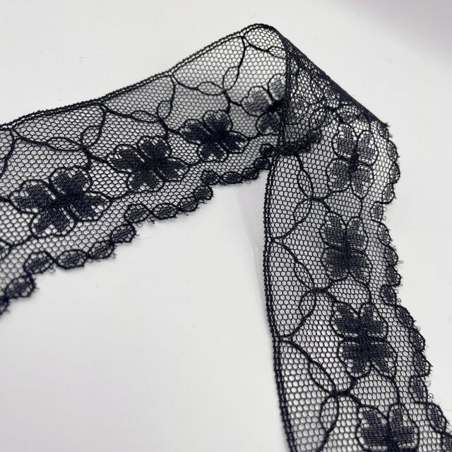 Polyester Flat Lace Trim - Lucy - Black