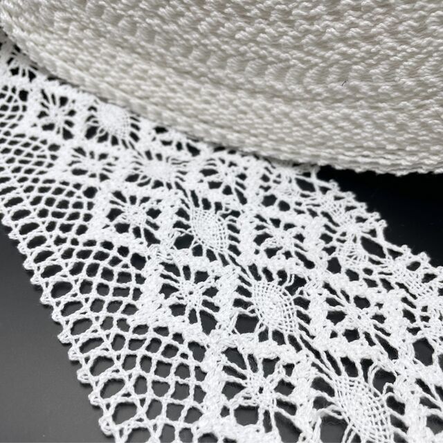 Crochet Lace - Wide Diamond - White