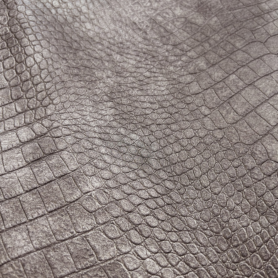 Faux Leather PU PL Crocodile Print Fabric │Croco Skin - Pewter