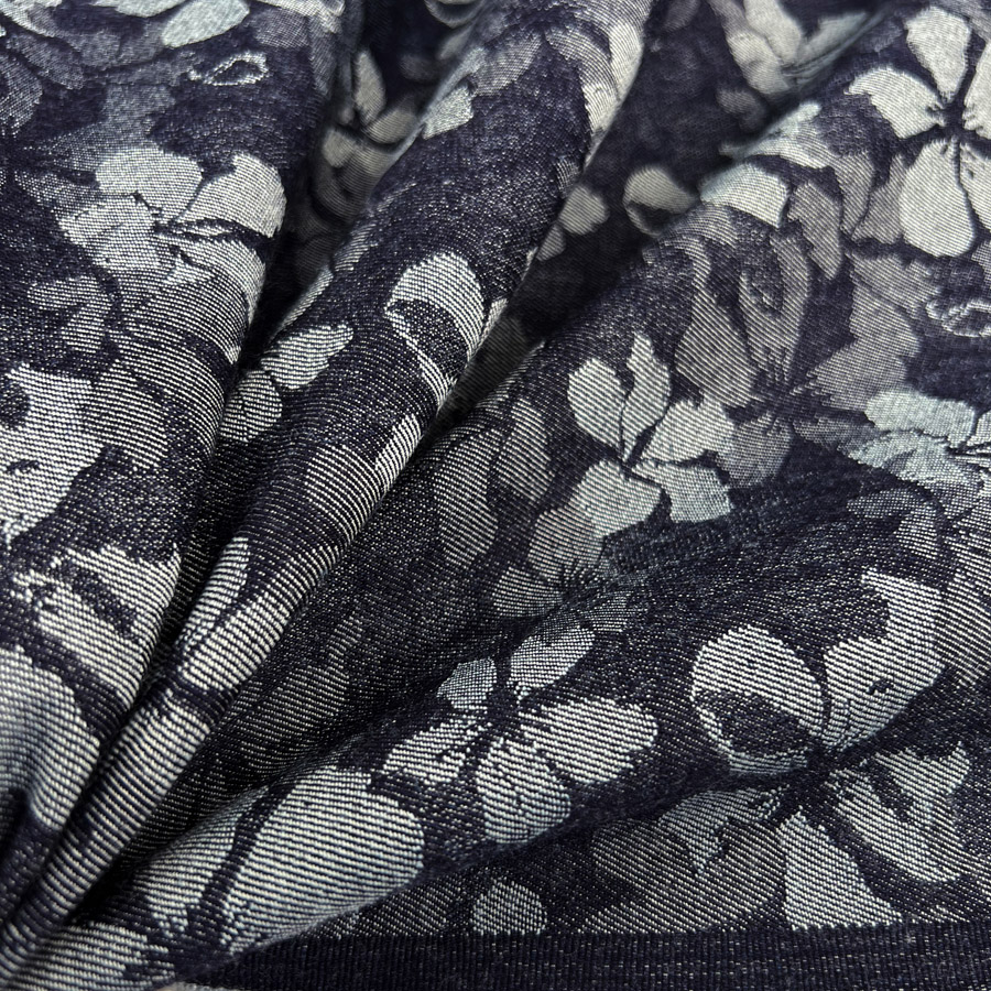 Floral denim fabric shop by the yard
