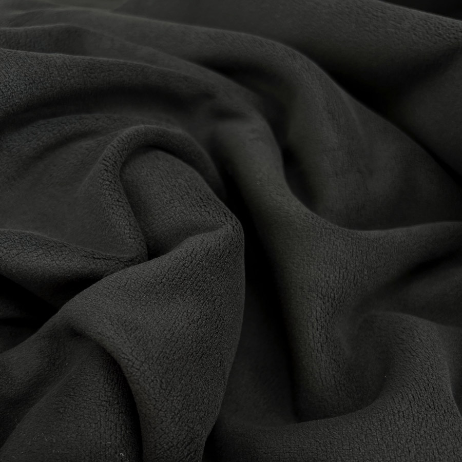 Polyester Spandex Fabric  Double Sided Stretch Fleece - Black
