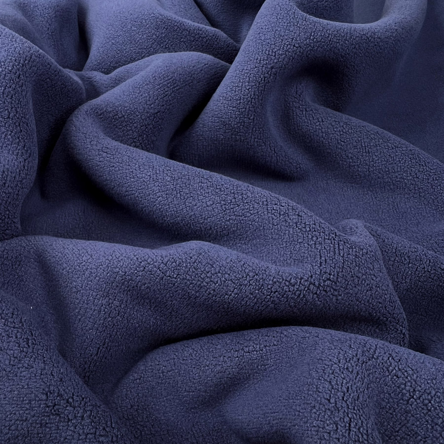 Polyester Spandex Fabric  Double Sided Stretch Fleece - Navy