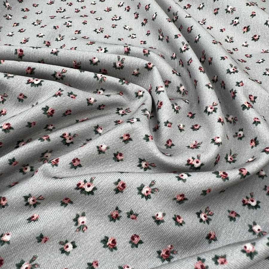 Stof Cotton Jersey Buds Grey