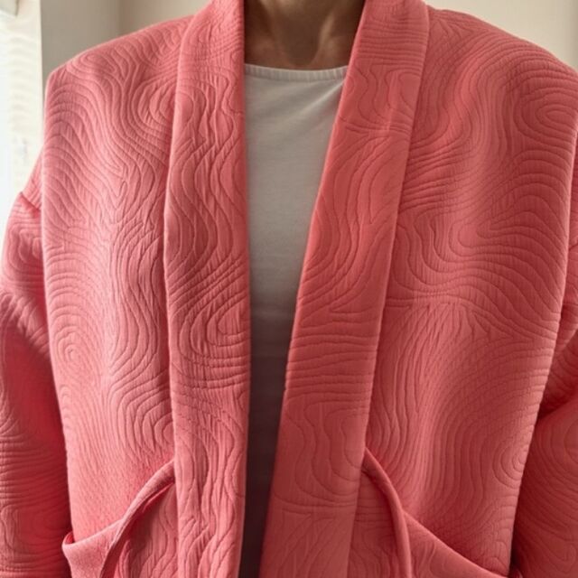 Megan Nielsen - Hovea Jacket & Coat Pattern (Sizes 0-20) / Customer Make by Angela - Moire - Coral Fabric - Megan Nielsen Hovea Jacket - January 2023