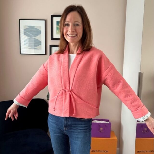 Megan Nielsen - Hovea Jacket & Coat Pattern (US 0-20) / Customer Make by Angela - Moire - Coral Fabric - Megan Nielsen Hovea Jacket - January 2023