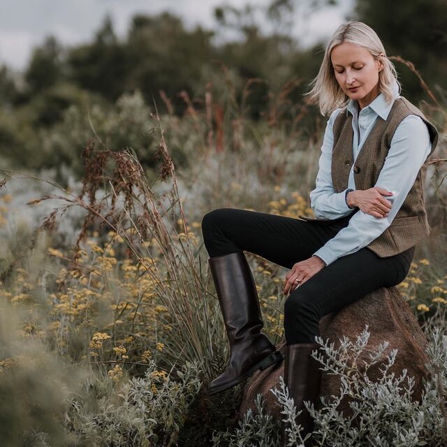 Highland Fling / Customer Make by Olia at The Honeyguide Africa - True Ella - Pale Blue Shirt & Highland Fling Wool Waistcoat - June 2023