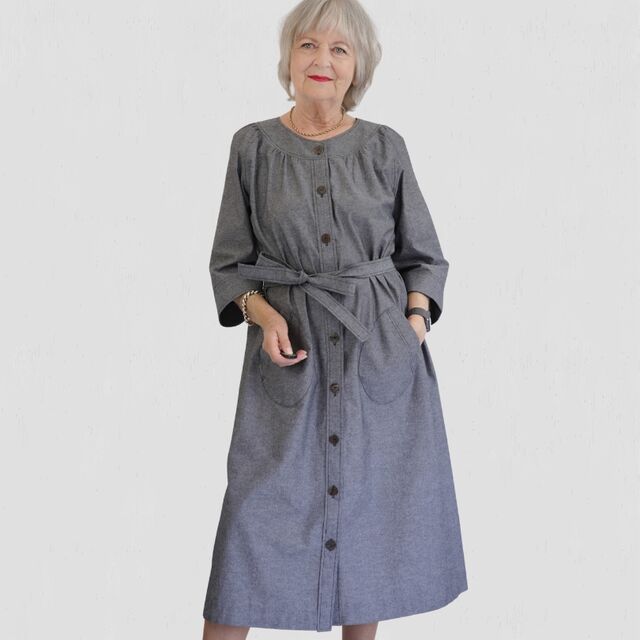 Finest Chambray Grey / Customer Make by Angela Kane - Finest Chambray Grey -  704 Raglan Sleeve Shirtdress - August 2023