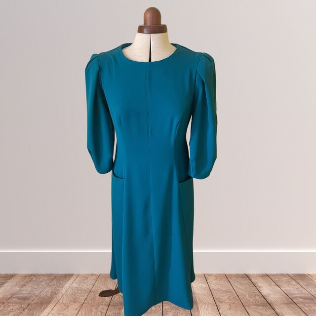 Triple Crepe - Teal / Customer Make by Kate - Triple Crepe - Teal Fabric - Vikisews Diana Dress Pattern - September 2023