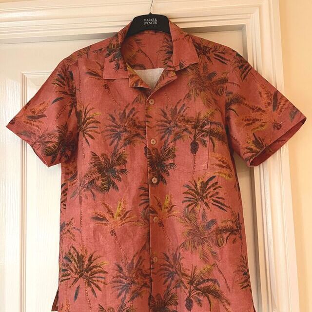 Wardrobe By Me - Men’s Tropical Shirt Pattern / Customer Make by Sally - Hawaiian Sunset Fabric - Tropical Shirt Wardrobe by Me - July 2023