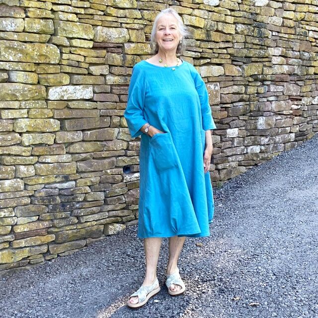 Tessuti - Lily Linen Dress Pattern (Sizes 6-16) / Customer Make by Patricia - Pure Linen - Teal - Tessuti Lily Linen Dress - June 2023