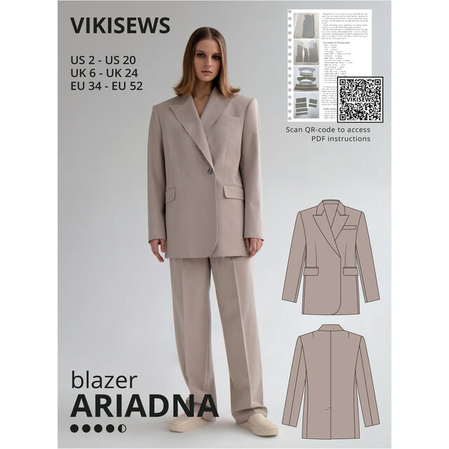 Vikisews - Ariadna Blazer Sewing Pattern (UK 6-24)