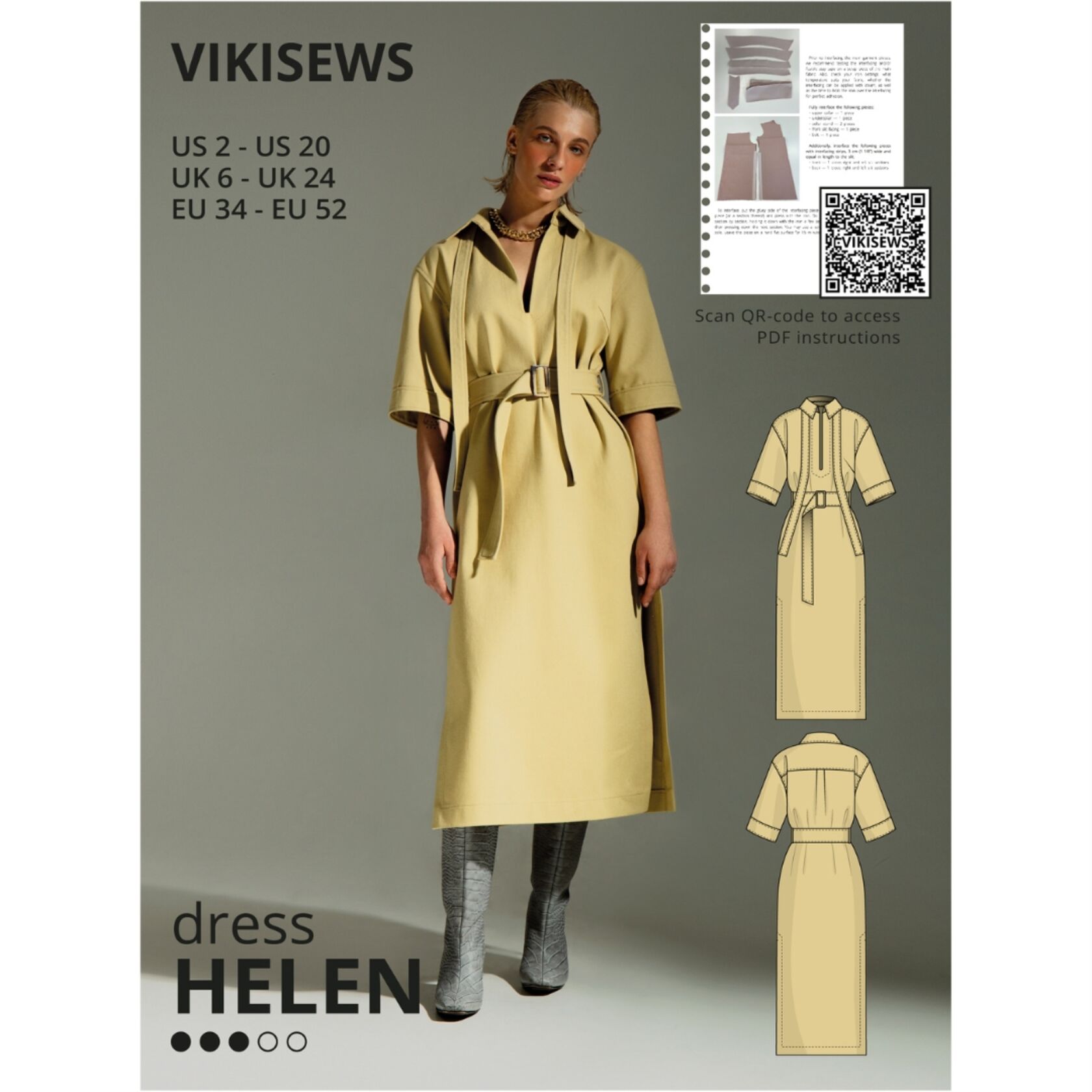 widing pattern dress helen サイズ2 Helen Dress | Paper Sewing Pattern | Vikisews (UK 6-24)