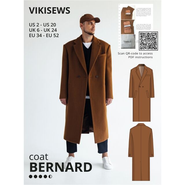 Vikisews - Men’s Bernard Coat Pattern (UK 28-44)