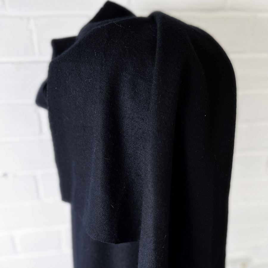 Black Navy Wool Melton British Woven Coating Fabric | Meltonia