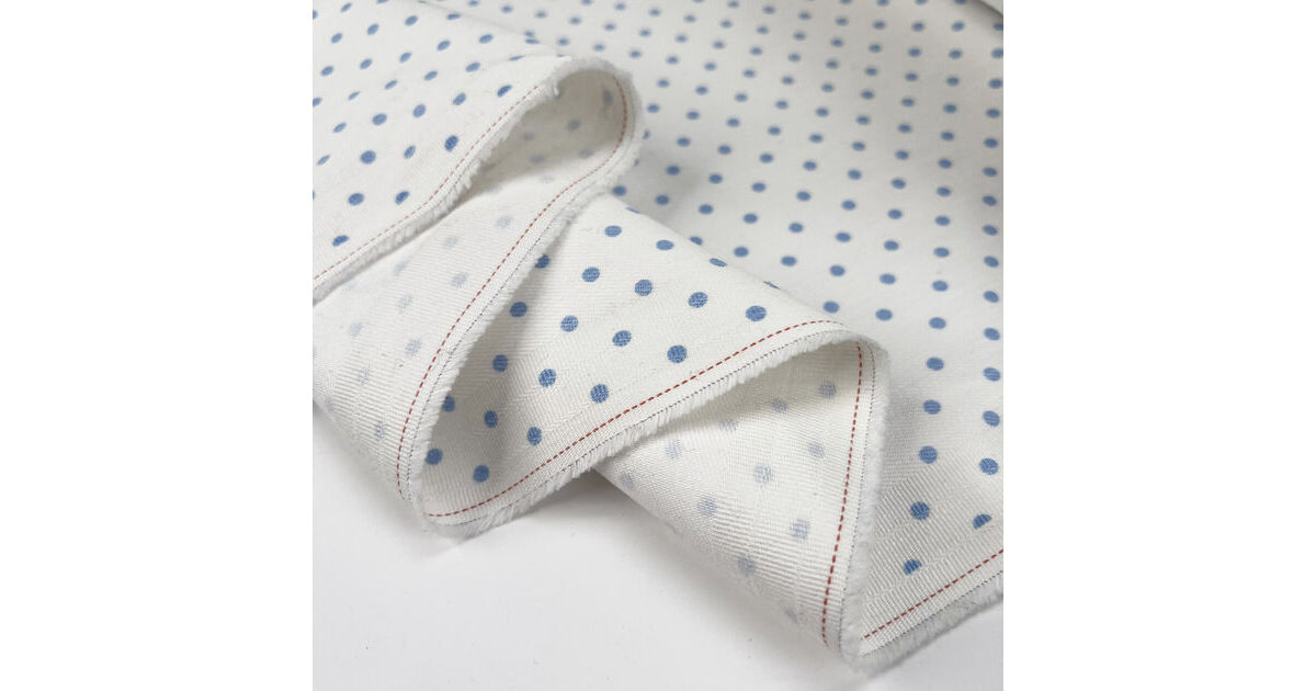 Blue Cotton Stretch 8oz Twill Denim Fabric | Polka Dot