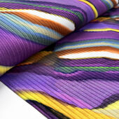 Cotton Elastane Abstract Print Fabric Rib Jersey Cosmic Purple