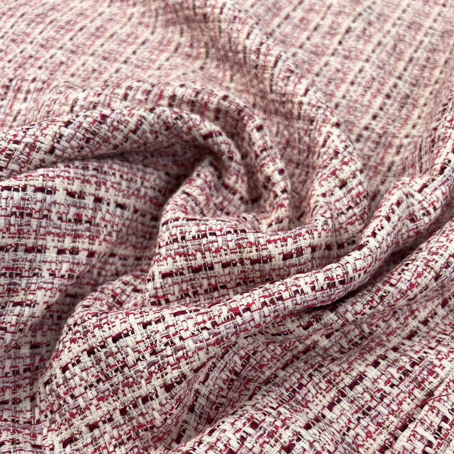 Remnant 1.08m Polyester Cotton Nylon Viscose Jacket Fabric Spring Boucle Pink