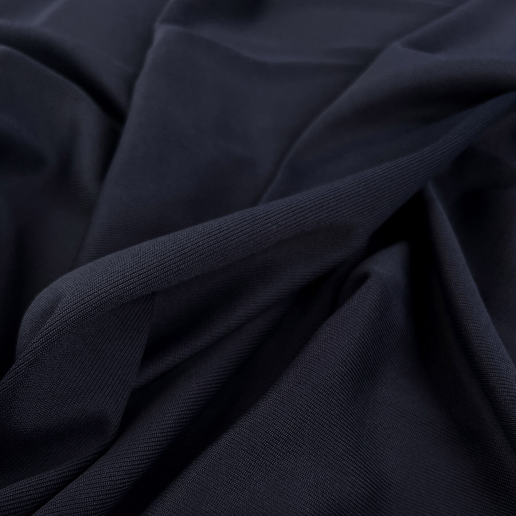 Italian Nylon Stretch Knit Fabric InWool Soft Jersey Rib Navy