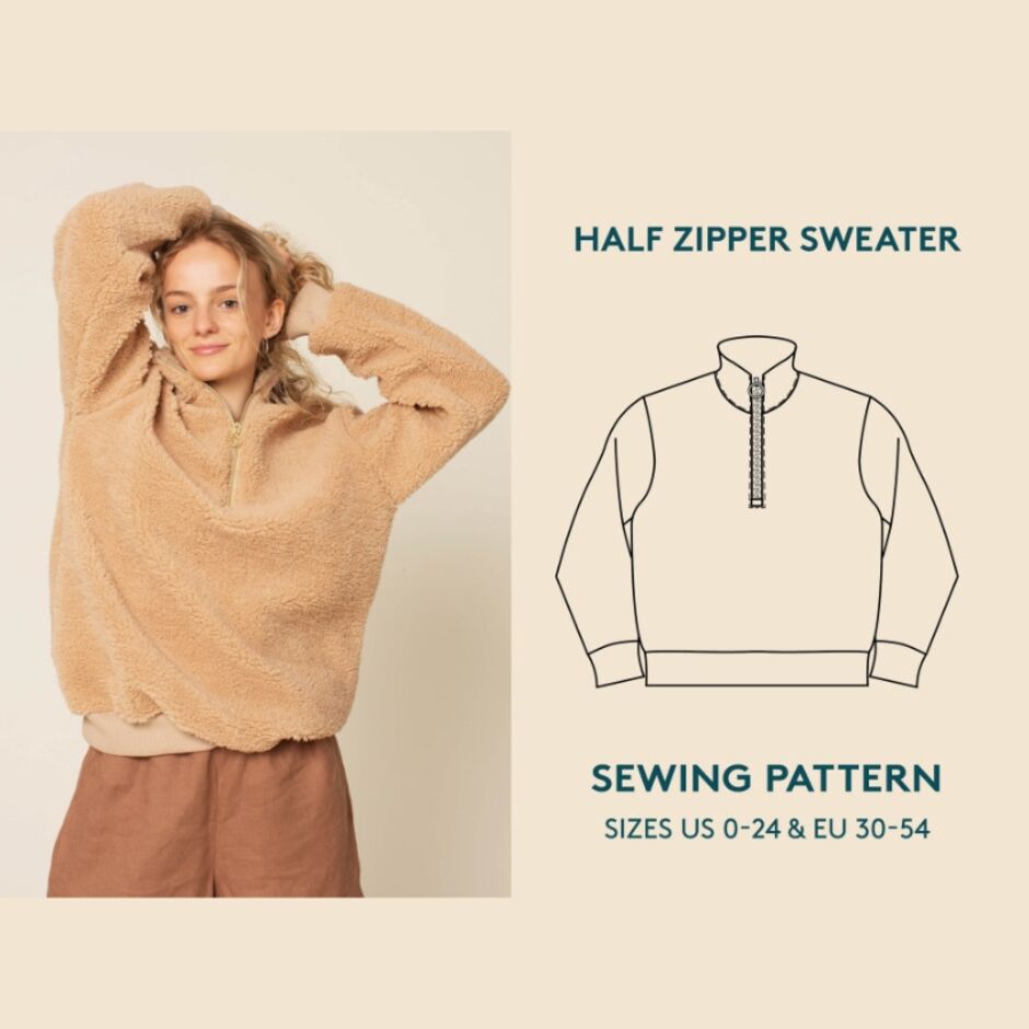 Half Zipper Sweater Paper Sewing Pattern Wardrobe By Me