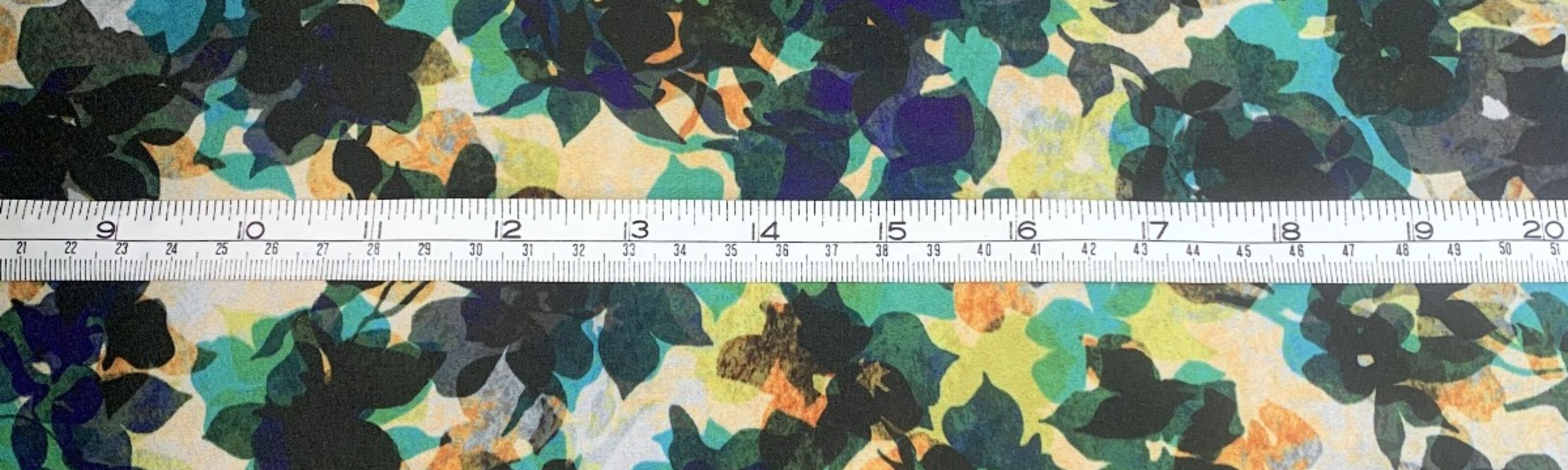 Soft Shell - Autumn Leaves - Green Floral Abstract Lightweight Jacketing Fabric - Scale