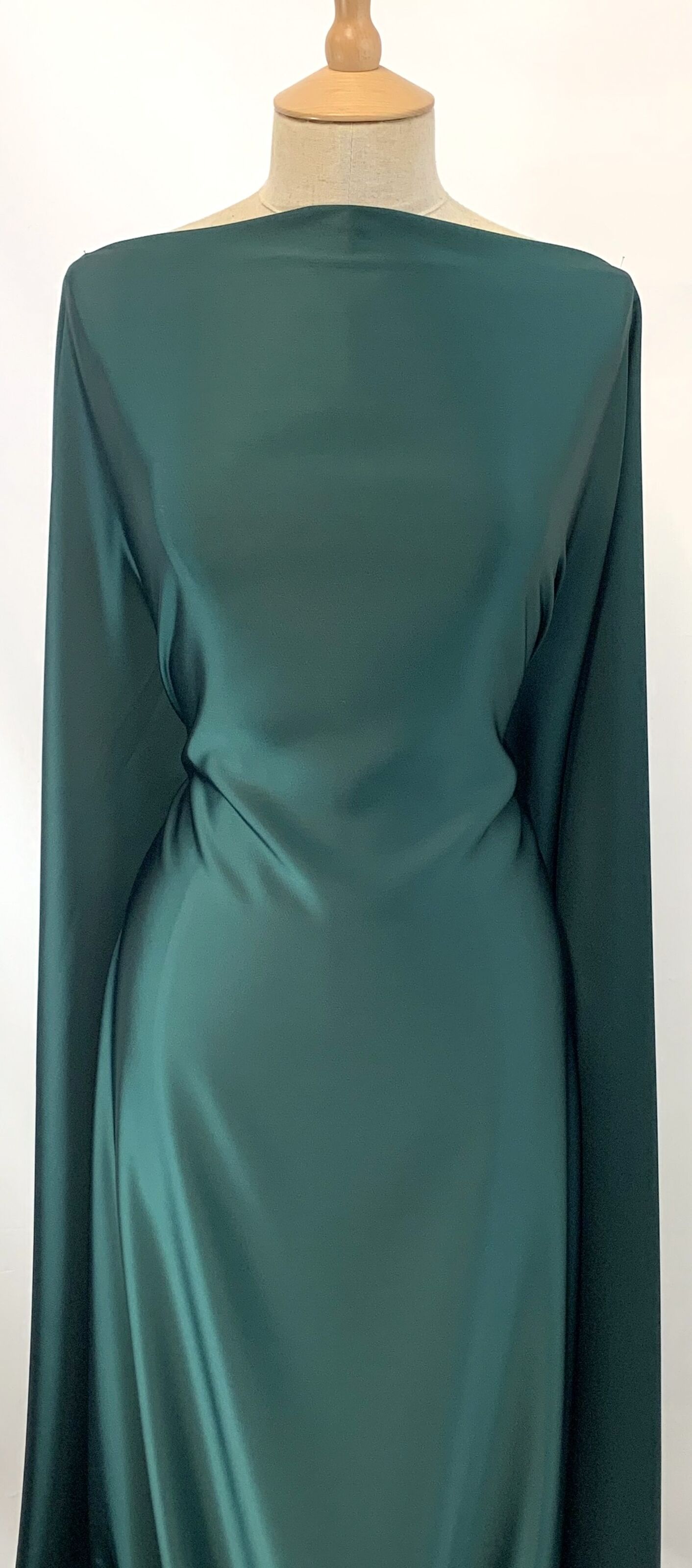 Polyester Satin Bridal Dressmaking Fabric | Liquid - Forest Green