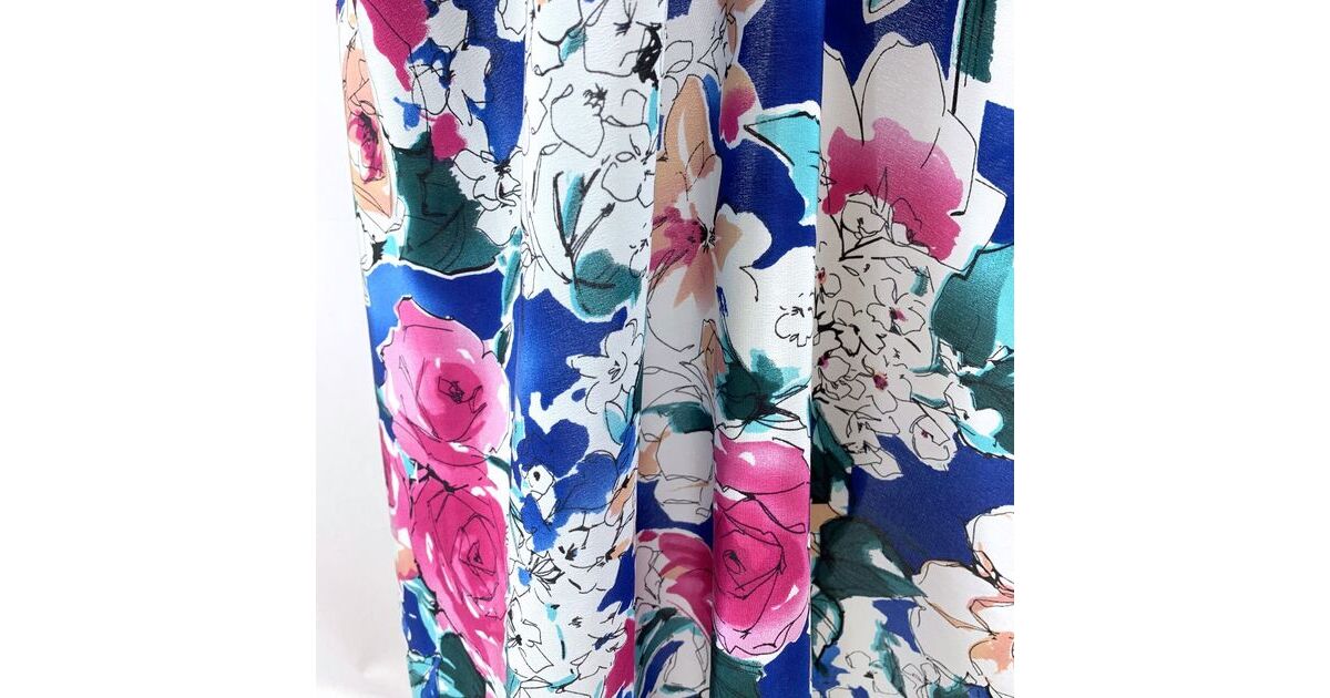 100% Silk - Artists Dress Floral Print Multicoloured Dress Fabric