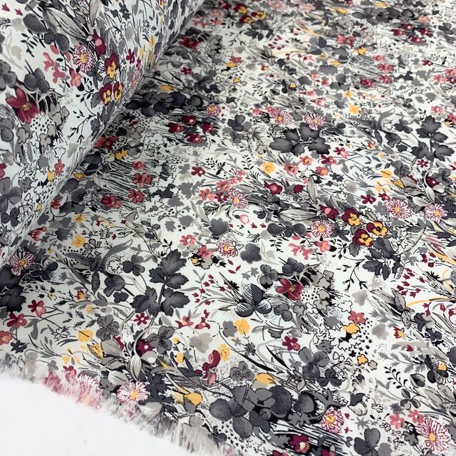 Pima Cotton Lawn - The Garden Of Shakespeare - Pink & Grey