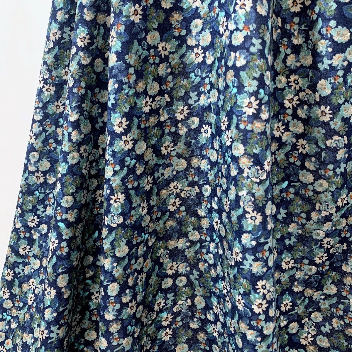 Navy Viscose Dress Fabric | Challis - Floral Colourscene