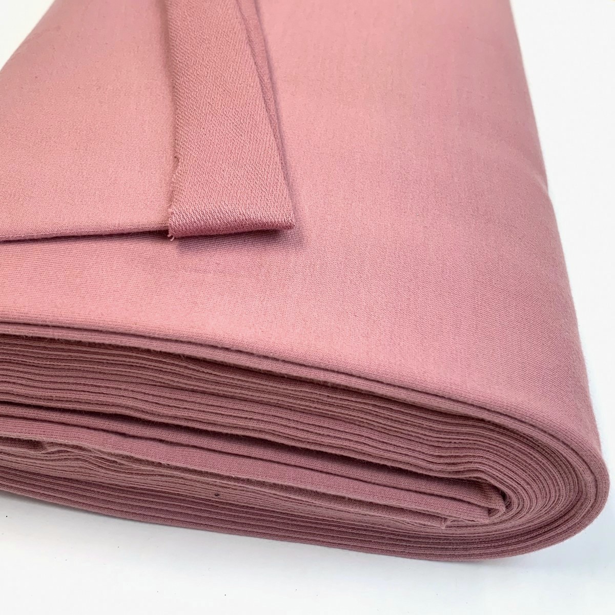 French Terry - Milkshake - Plain Dusky Pink Coloured French Terry Sweatshirt Knitted Jersey Fabric - Close Up Drape Fabric Photo  (Custom)