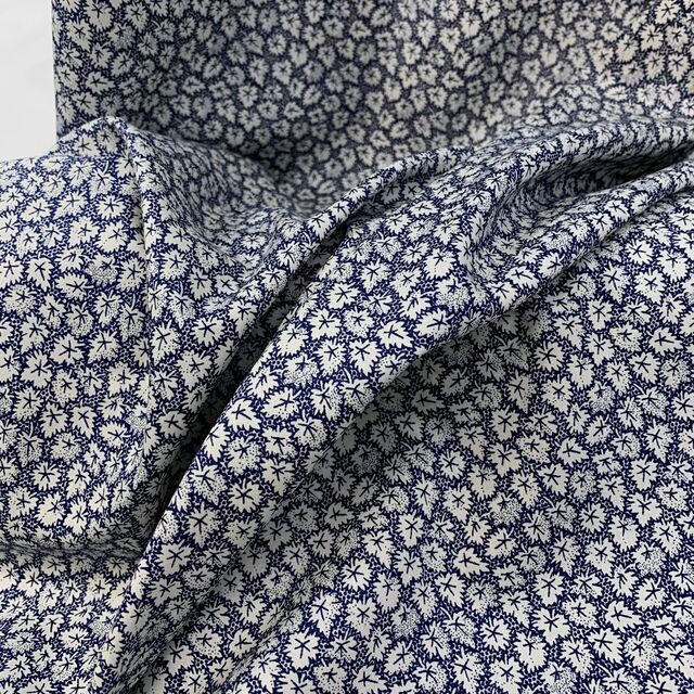 Pima Cotton Lawn - Navy Leaf