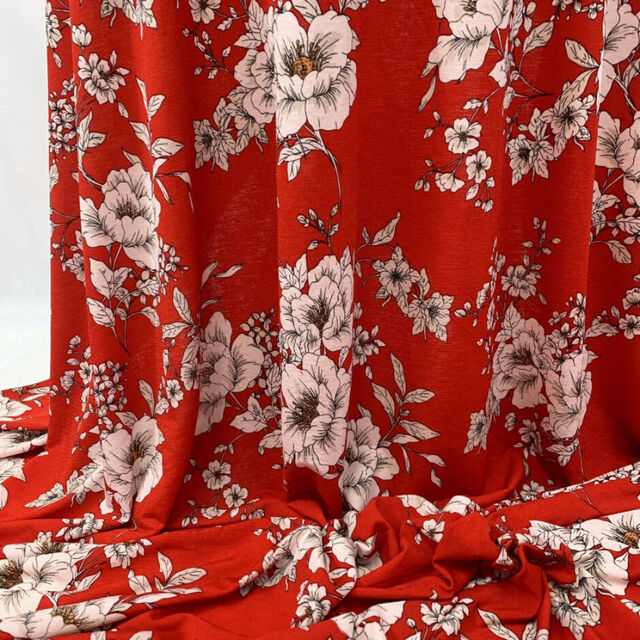 turn-the-night-sky-red-slinky-polyester-elastane-floral-printed-knitted-jersey-dress-fabric-manequin-drape-long-fabric-photo