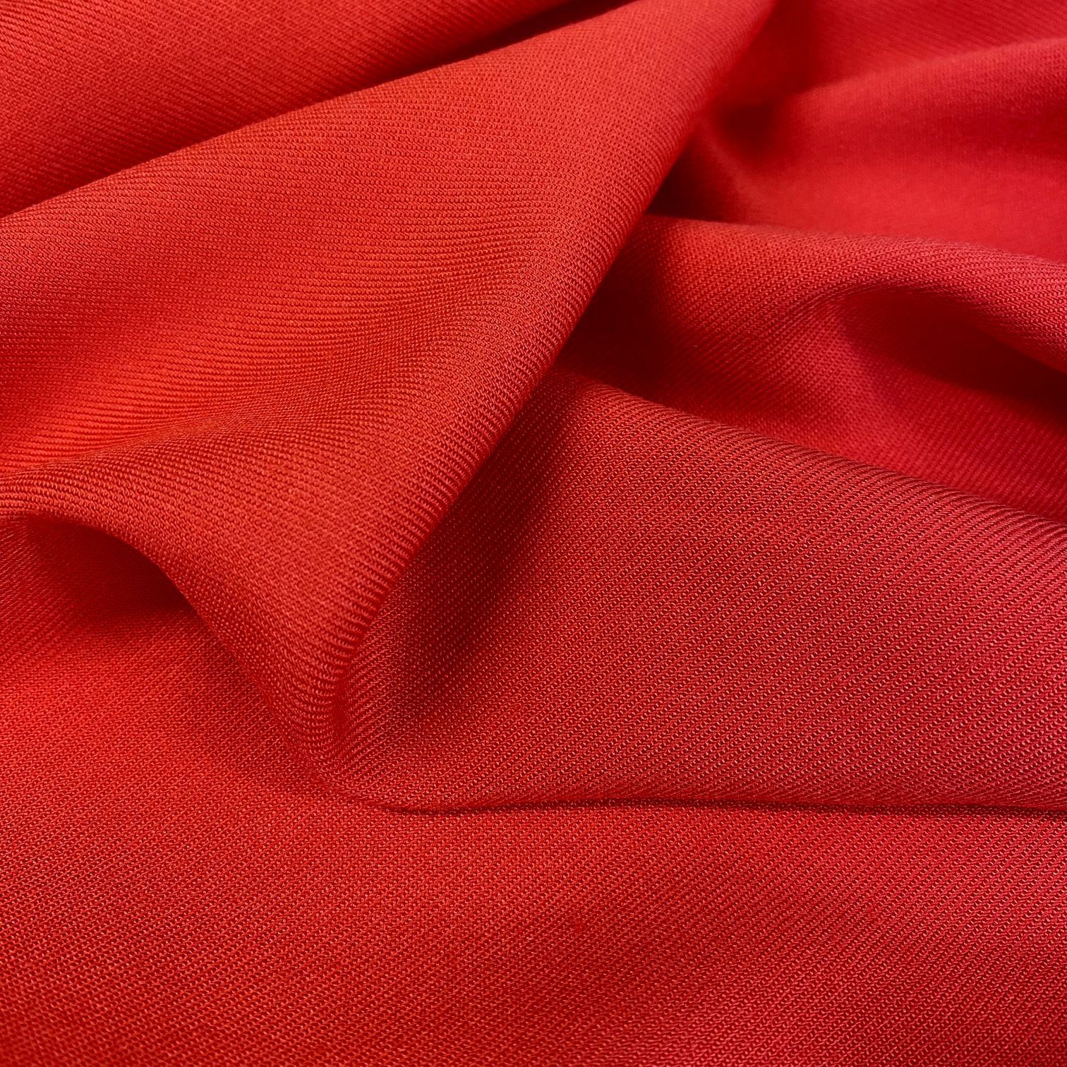 Bright Red Viscose Twill Dressmaking Fabric