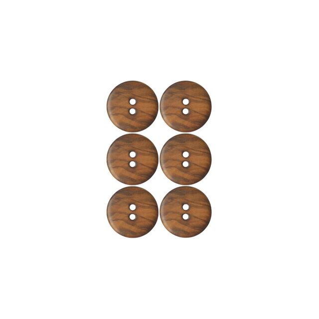 Pack of 6 Burnt Wooden Buttons (15mm)