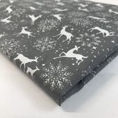 Christmas PolyCotton - Dear Deer - White Grey - Fold