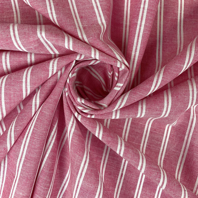 Cotton Linen Blend Fabric Pink Stripe St Tropez Grande Twist