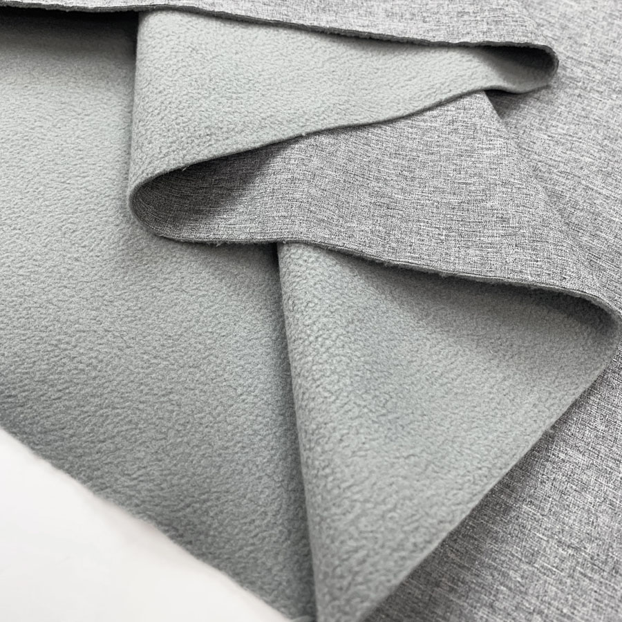 Soft Shell Melange Polyester Water Resistant Fabric - Grey