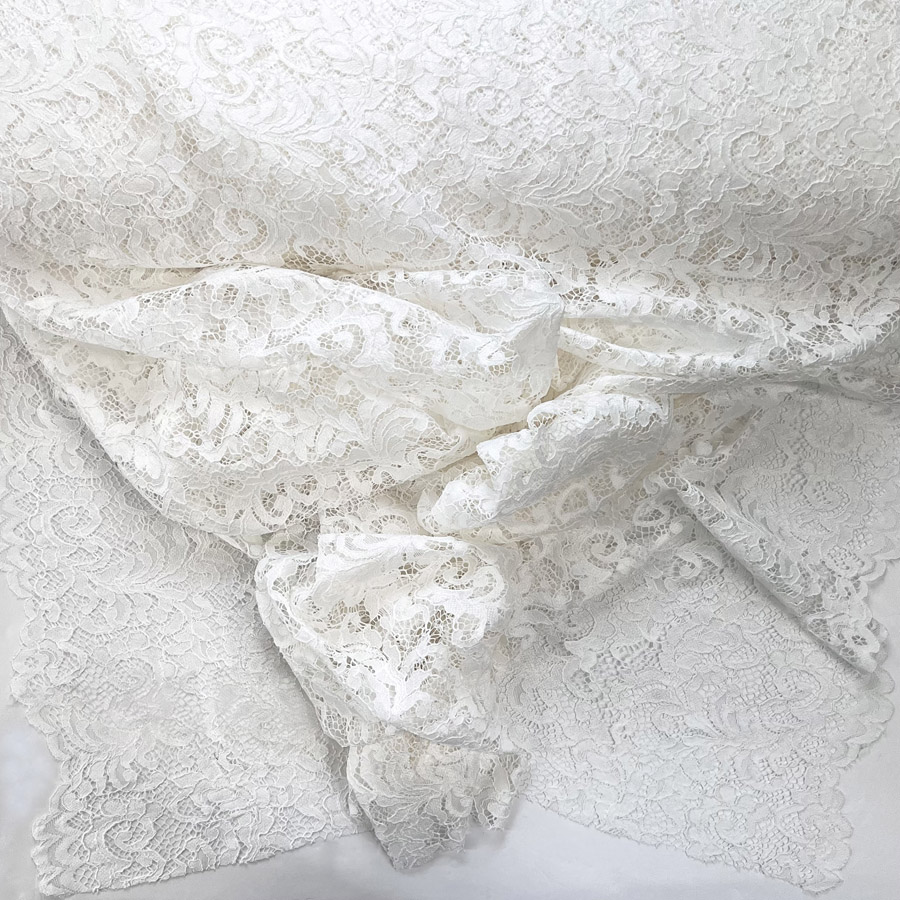 Off White Wedding Corded Lace Fabric, Ivory Lace Fabric, Wedding