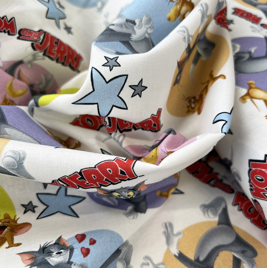 Digitally Printed Cartoon Fabric - Cotton Print - Tom And Jerry