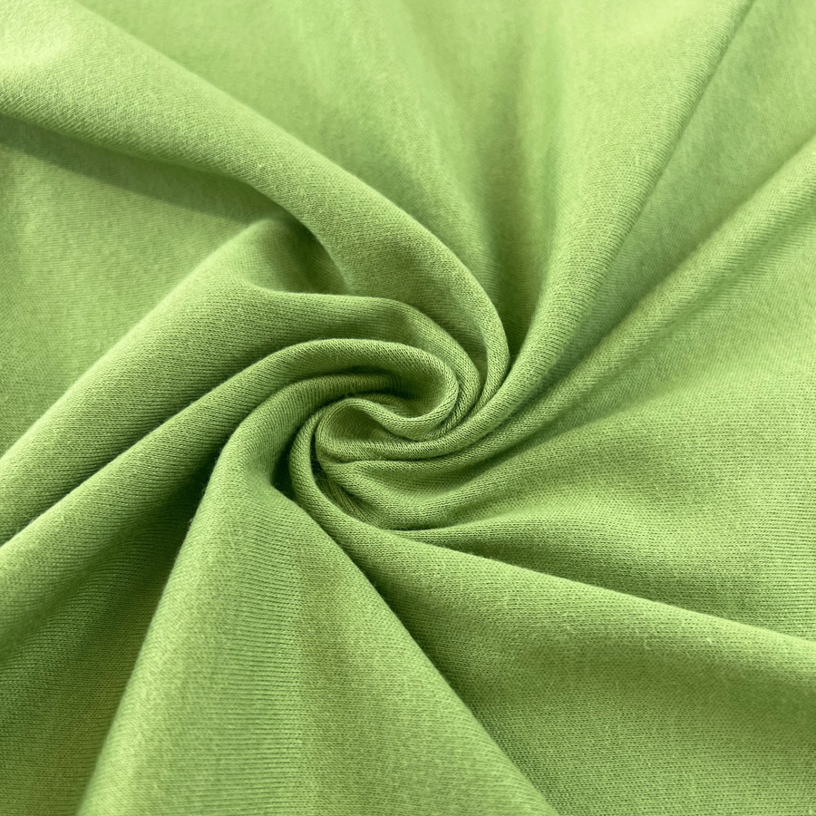 British Knitted Cotton Interlock Jersey Fabric - Moss Green