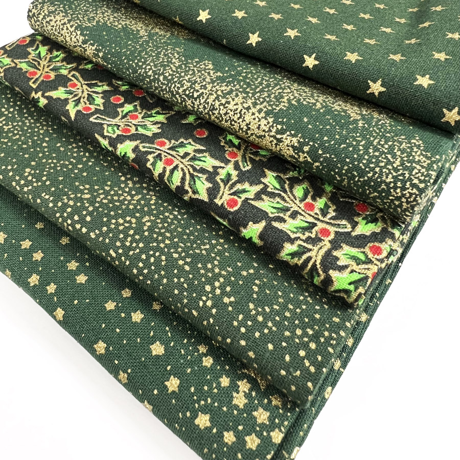 John_Louden_Christmas_Cotton_Fabric_Fat_Quarter_Green_Sparkle_Side