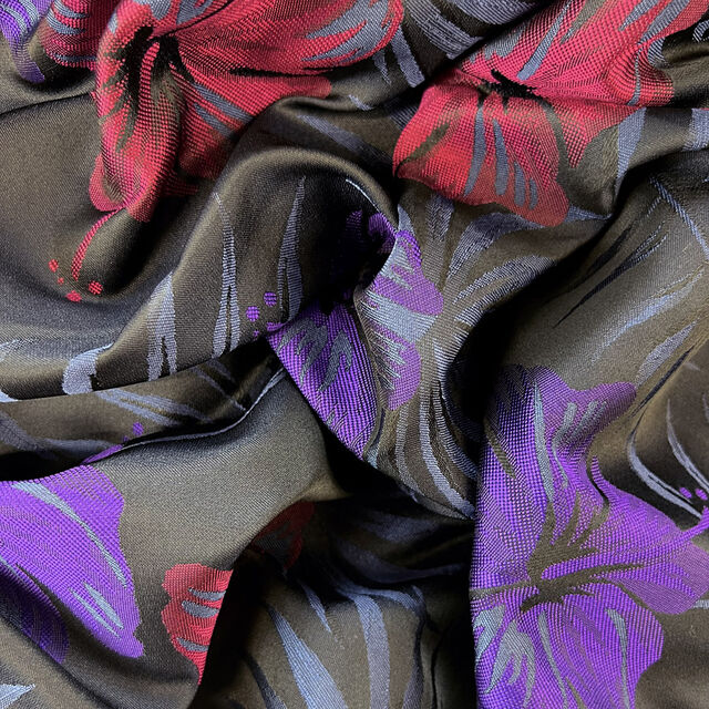 Polyester Metallic Navy Floral Jacquard | Abstraction Brocade