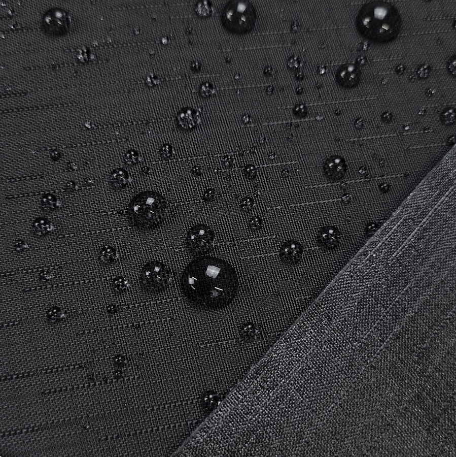 Water Resistant Outdoor Canvas Fabric Linen Slub Look Black