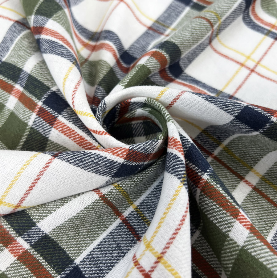 Cotton Check Flannel Fabric  Brushed & Cosy - Ivory Check