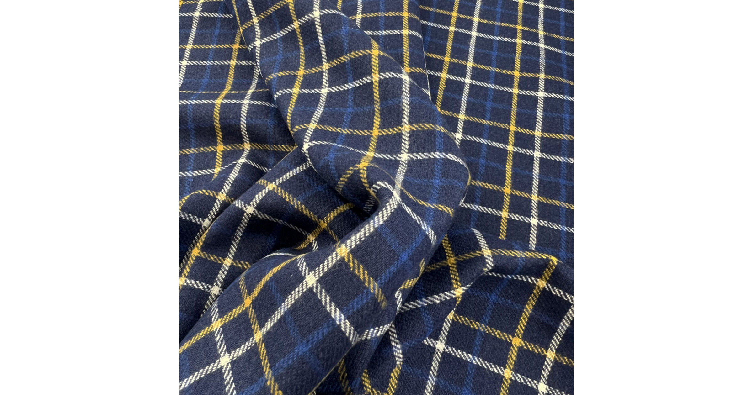 Cotton Check Flannel Fabric Brushed & Cosy Navy Sunshine
