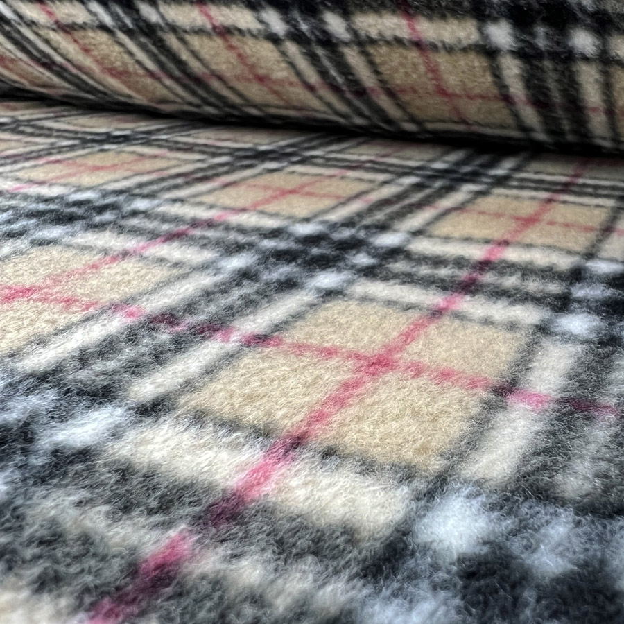 Beige Burberry Inspired Check Fleece Fabric - Blurb Berry