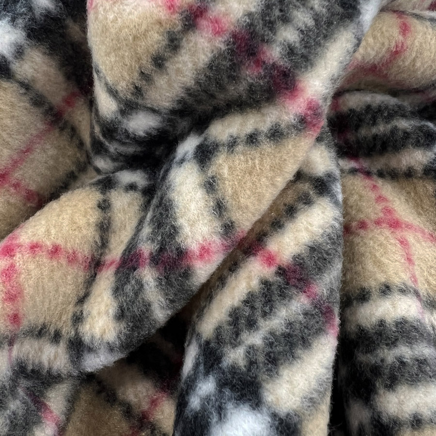 Beige Burberry Inspired Check Fleece Fabric - Blurb Berry