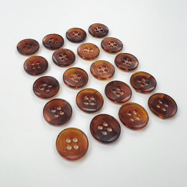 Pack of 20 Amber Translucent Plastic Buttons (12mm)