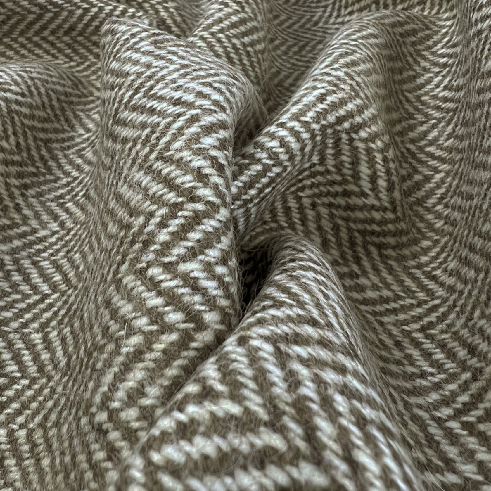 Yorkshire Wool Herringbone Suiting Fabric Great British Taupe