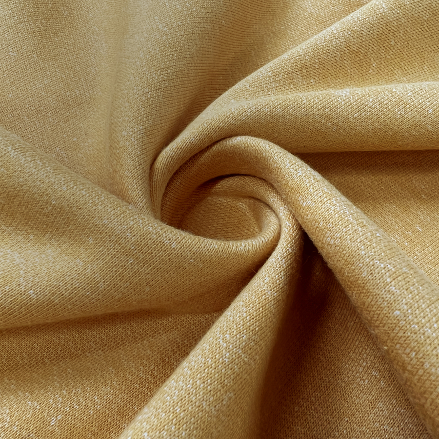 obra maestra cache extraño Cotton & Elastane Fleece Backed Jersey Sweatshirt Fabric - Yellow